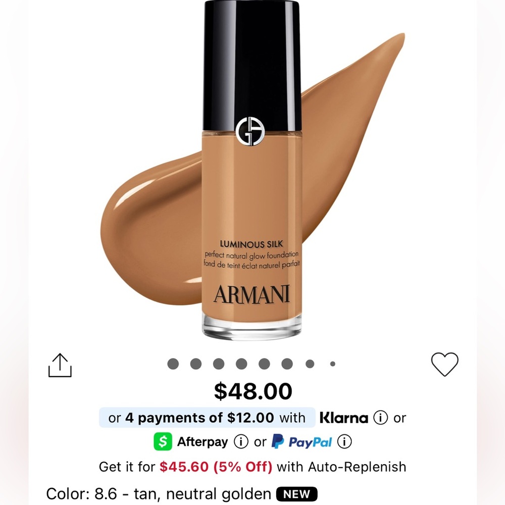 Giorgio Armani Luminous Silk Foundation - Neutral Golden Tan 8.6 NEW